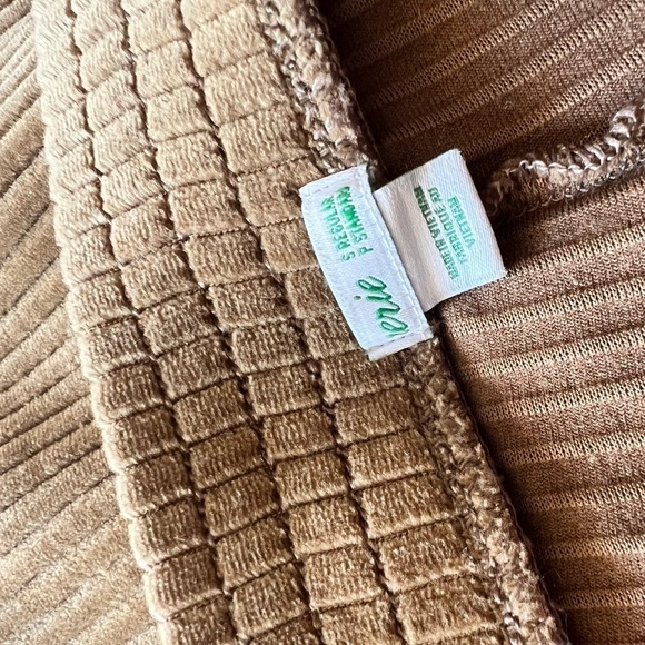 Aerie Groove On Sizs S Tan/Brown Velour Ribbed Flare Pants Pull On Bell Bottom - Picture 4 of 4